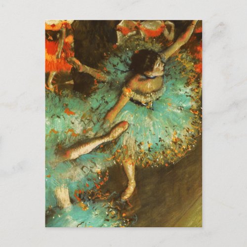 Ballerina Dance Green Dancer Edger Degas Painting Postcard