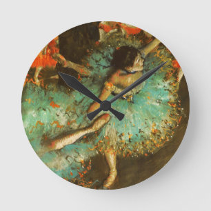 Ballerina Dance Green Dancer Edger Degas Painting Round Clock