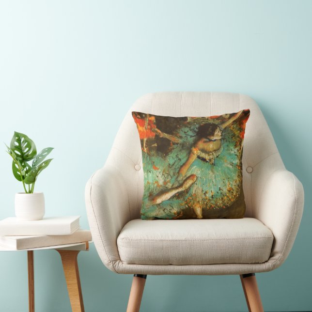 Ballerina Dance Green Dancer Edger Degas Painting Throw Pillow (Chair)