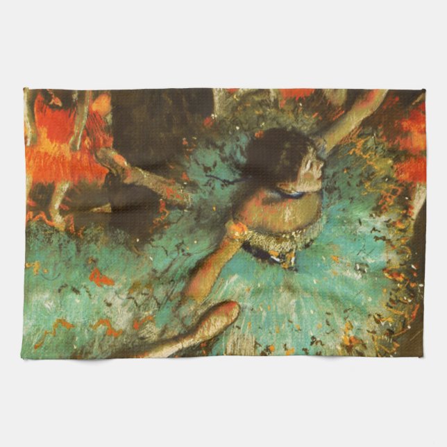 Ballerina Dance Green Dancer Edger Degas Painting Towel (Horizontal)