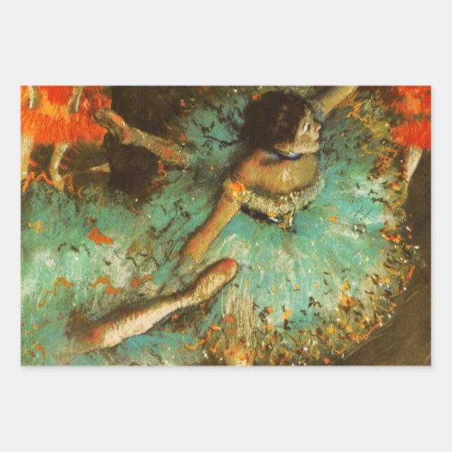 Ballerina Dance Green Dancer Edger Degas Painting Wrapping Paper Sheets (Front)