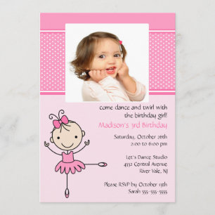 Ballerina Dance Photo Birthday Invitation