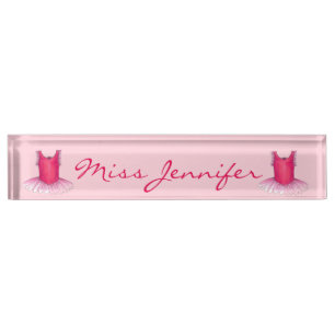 Ballerina Dance Pink Ballet Tutu Costume Teacher Desk Name Plate