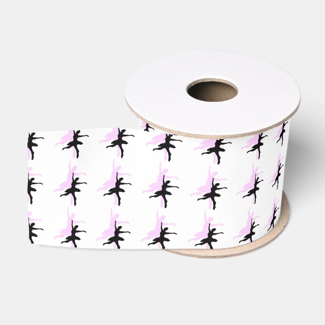 Ballerina Dance Pink & Black Grosgrain Ribbon (Spool)