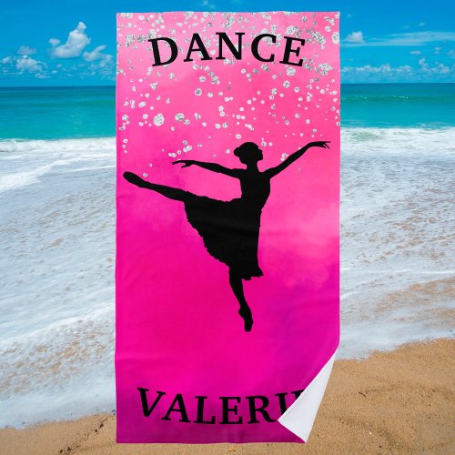 Ballerina Dance Pink Ombre Sparkle  Beach Towel