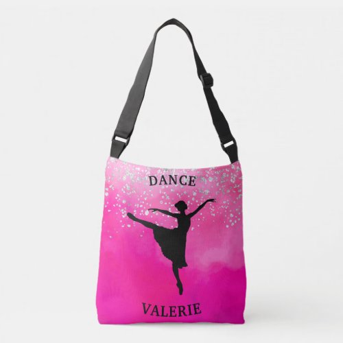 Ballerina Dance Pink Ombre Sparkle  Crossbody Bag