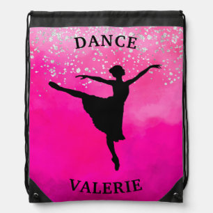 Ballerina Dance Pink Ombre Sparkle    Drawstring Bag