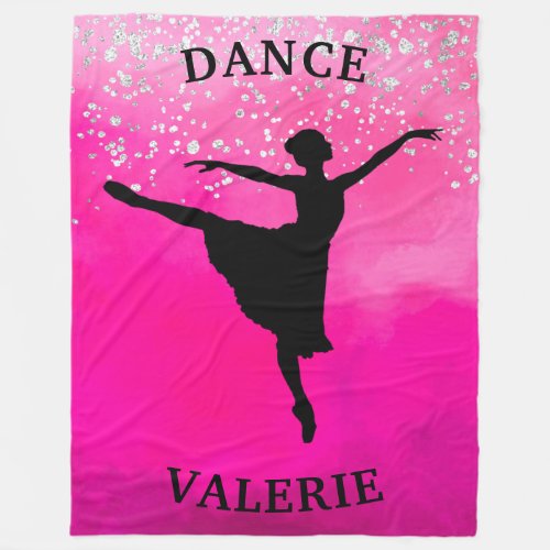 Ballerina Dance Pink Ombre Sparkle  Fleece Blanket