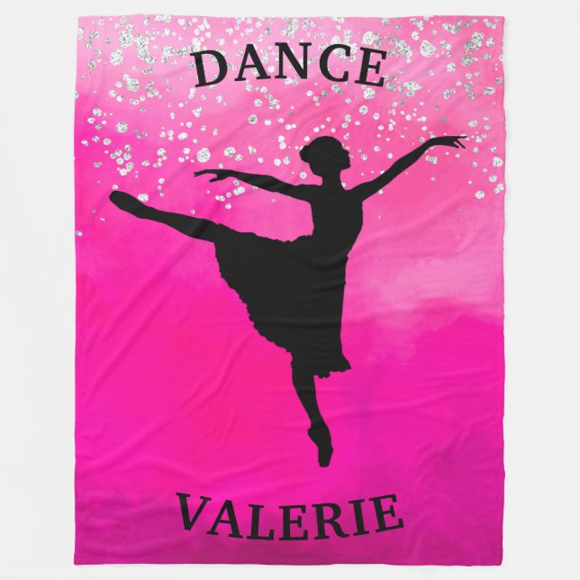 Ballerina Dance Pink Ombre Sparkle  Fleece Blanket (Front)