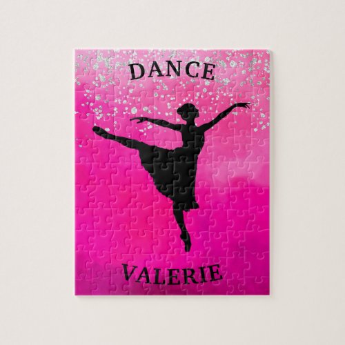 Ballerina Dance Pink Ombre Sparkle   Jigsaw Puzzle