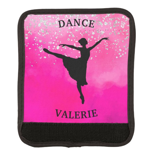 Ballerina Dance Pink Ombre Sparkle    Luggage Handle Wrap (Front)