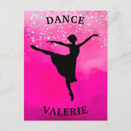 Ballerina Dance Pink Ombre Sparkle    Postcard