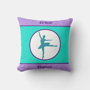 Ballerina Dance Purple / Turquoise Throw Pillow