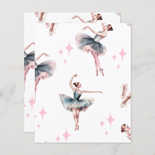 Ballerina Dance Scrapbook Paper  (Front/Back)