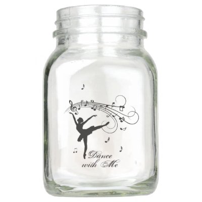 Ballerina Dance with Me Music Note Mason Jar