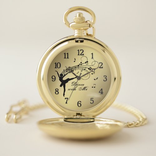 Ballerina Dance with Me Music Note Pocket Watch