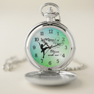 Ballerina Dance with Me Personalized w Numbers Pocket Watch