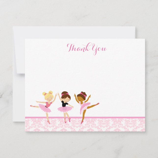 Ballerina Dancer Birthday Thank You Notes (Front)