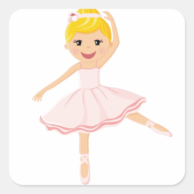Ballerina dancer blond square sticker (Front)