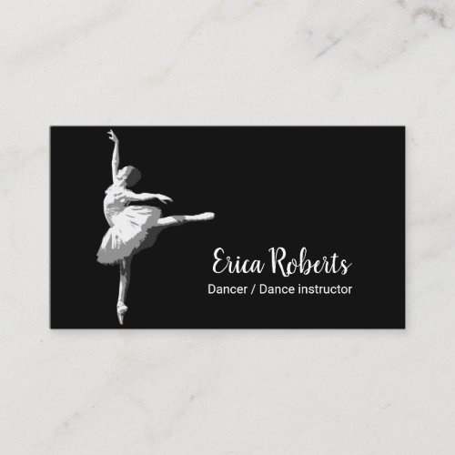 Ballerina Dancer Dance Instructor Elegant Black Business Card