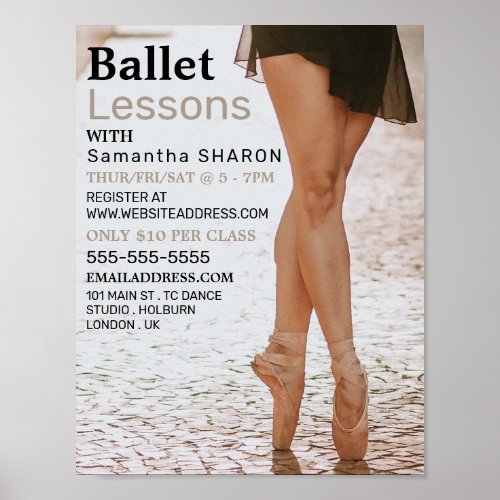 Ballerina Dancer Dance Lesson Advertising Poster