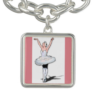 Ballerina Dancer Girls Pink Ballet Dance  Charm Bracelet