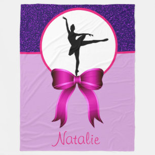 Ballerina Dancer Glitter and Bow Fleece Blanket