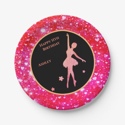 Ballerina Dancer Happy Birthday Paper Plates