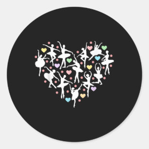 Ballerina Dancer Heart Valentines Day Teacher Danc Classic Round Sticker