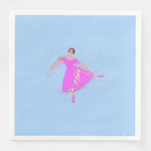 Ballerina Dancer in magenta pink dress Paper Dinner Napkins