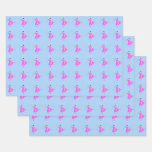 Ballerina Dancer in Magenta Pink Dress Wrapping Paper Sheets