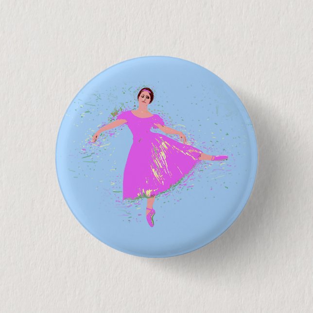 Ballerina Dancer Magenta Pink Dress  Button (Front)
