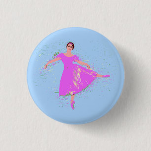Ballerina Dancer Magenta Pink Dress Button