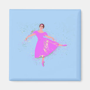 Ballerina Dancer Magenta Pink Dress Magnet