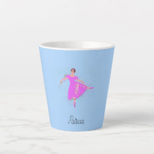 Ballerina Dancer Magenta Pink Dress Personalized Latte Mug