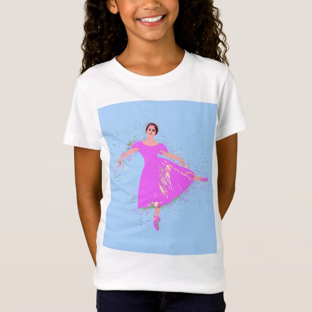 Ballerina Dancer Magenta Pink Dress  T-Shirt (Front)