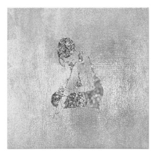 Ballerina Dancer Metallic Silver Gray Glitter Poster