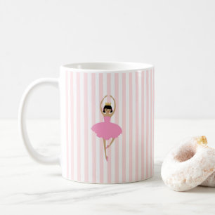 Ballerina Dancer Painting Pink Stripe Coffee Mug