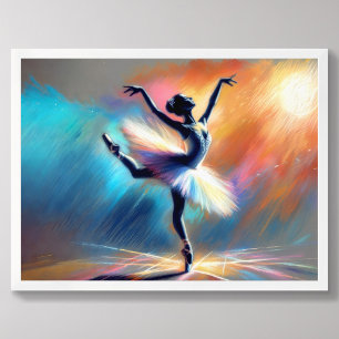 Ballerina Dancer Pastel Drawing Colorful Poster