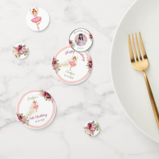 Ballerina Dancer| Pink Floral Ballet Birthday Confetti