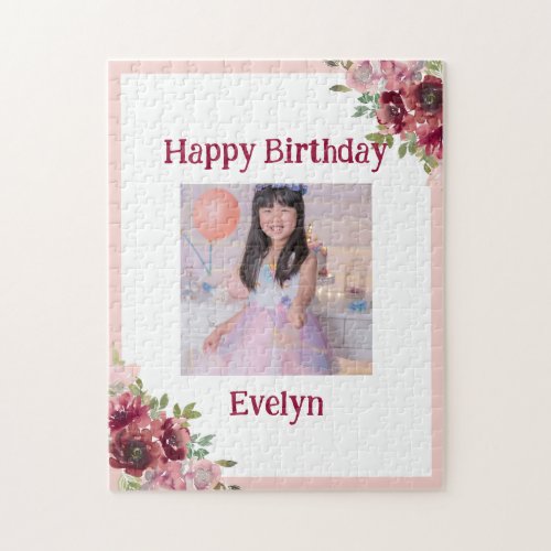 Ballerina Dancer Pink Floral Ballet Birthday Jigsaw Puzzle