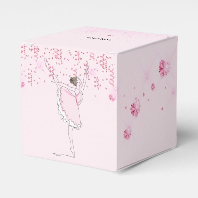 Ballerina dancer pink glitter hearts streamers  favor boxes (Front Side)