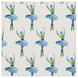 Ballerina Dancer Watercolor Art Fabric