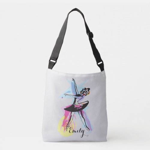 Ballerina Dancer Watercolor Customized Crossbody Bag