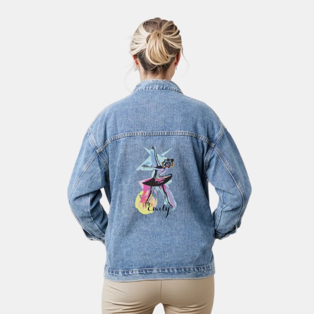 Ballerina Dancer Watercolor Customized  Denim Jacket (Model)
