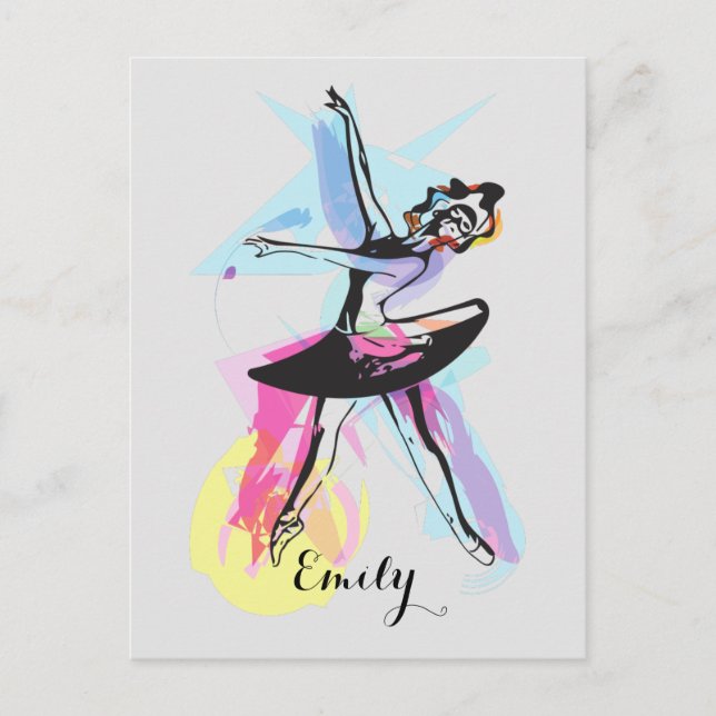 Ballerina Dancer Watercolor Customized  Postcard (Front)