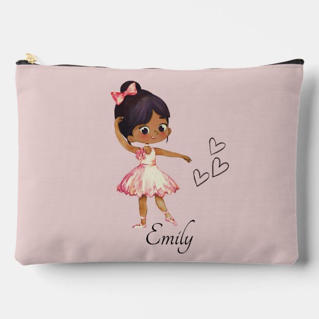 Ballerina Dancer Watercolor Theme Accessory Pouch (Front)