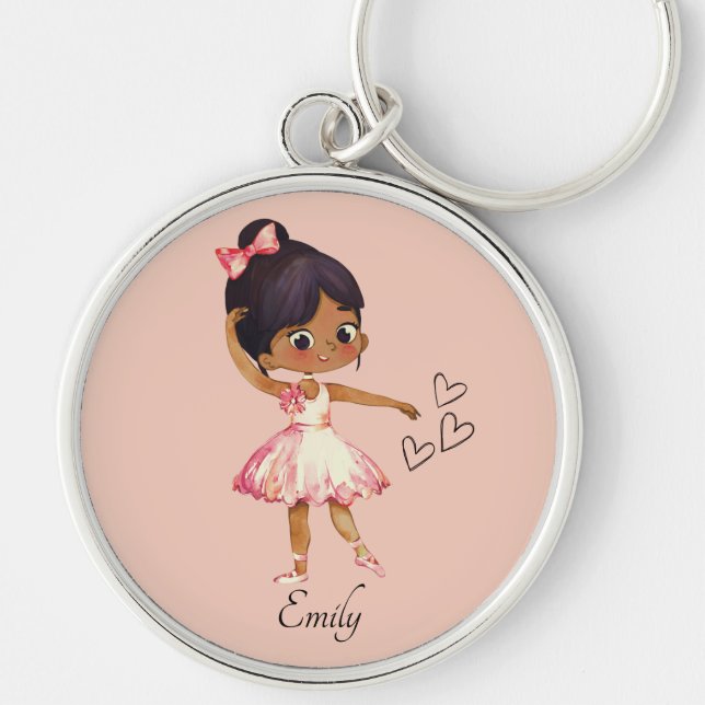 Ballerina Dancer Watercolor Theme Keychain (Front)