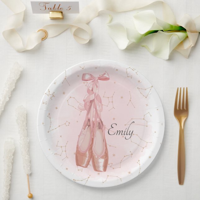 Ballerina Dancer Watercolor Theme Paper Plates (Wedding)