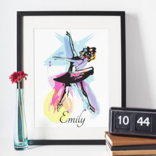 Ballerina Dancer Watercolor Theme Poster